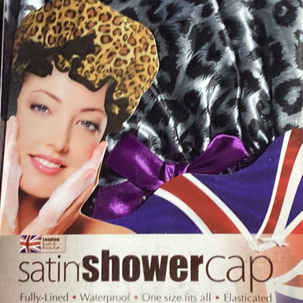 Satin Shower Cap -  Fully Lined Waterproof - Elastic - One Size Fits All